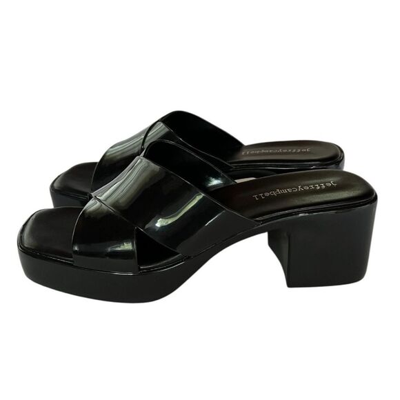 Jeffrey Campbell Bubblegum Shiny Black Chunky 90s Platform Slide Sandal Size 6 - Picture 4 of 11